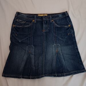 J & Co-Vintage Pleated Denim Jean Mini Skirt